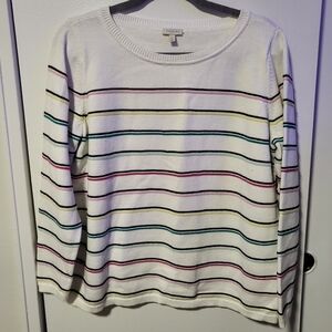 Talbots Multicolor Striped White Sweater XL